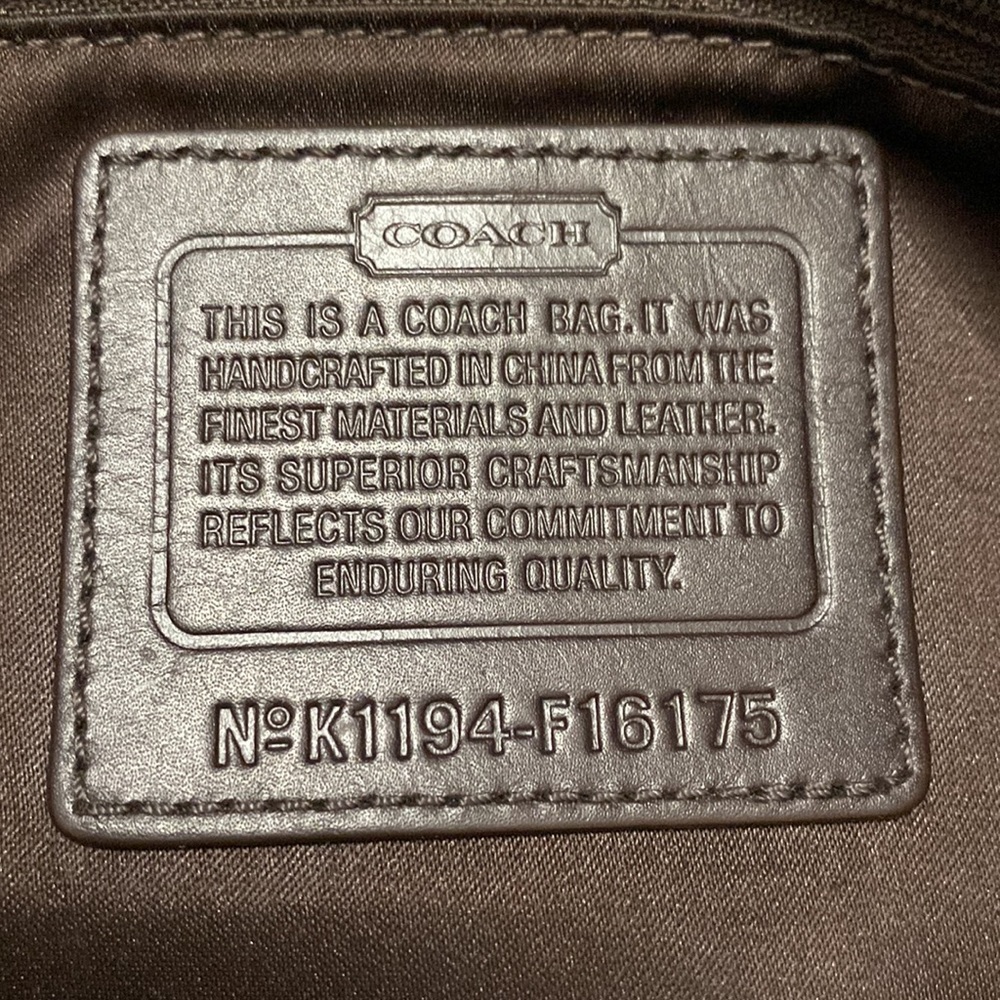 Coach K1194-f16175 Khaki Mohogany Leather Signature Sateen Fabric with Trim Tote - Picture 10 of 10